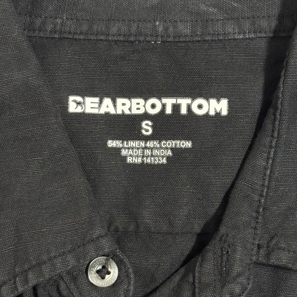 Bearbottom Linen Cotton Shirt Mens Small Black Short Sleeve Button Down Casual - Picture 4 of 6